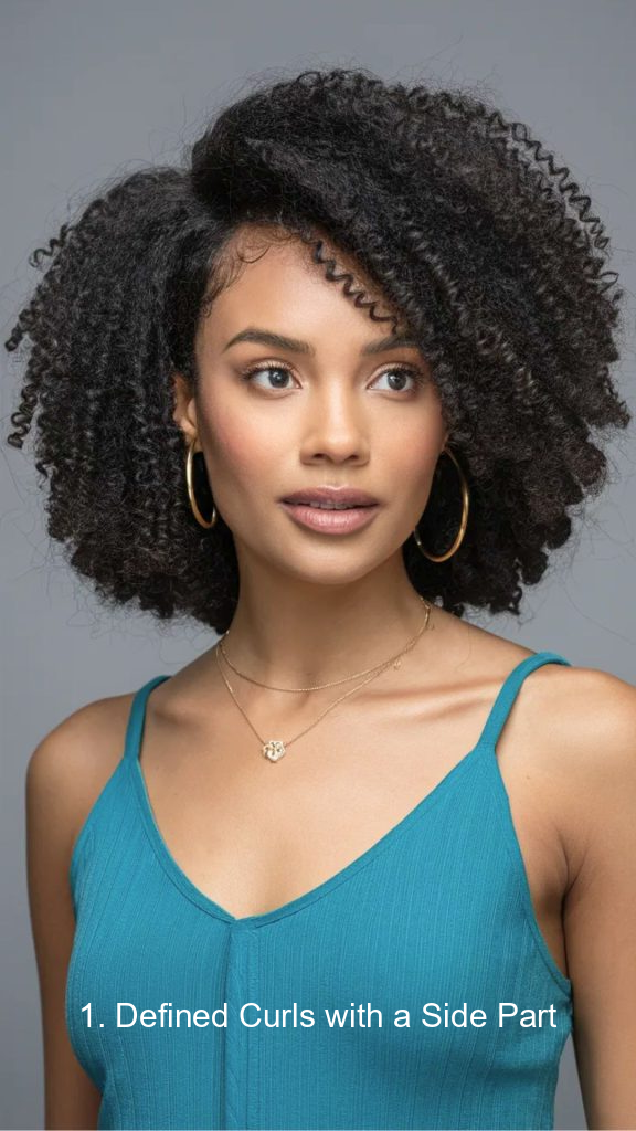 1. Defined Curls with a Side Part