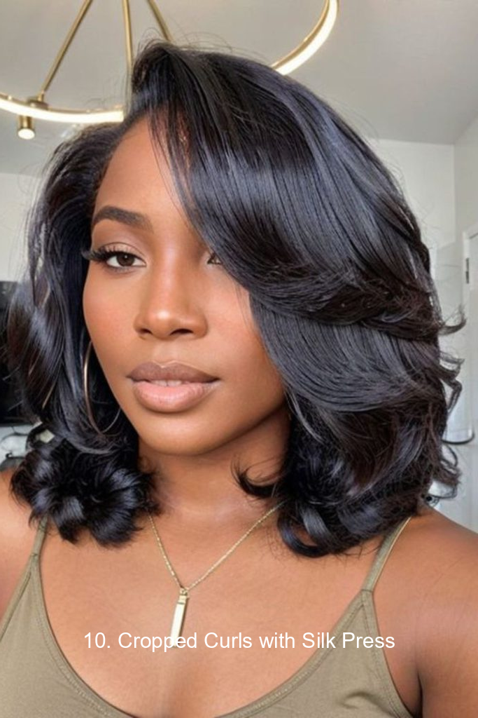 10. Cropped Curls with Silk Press