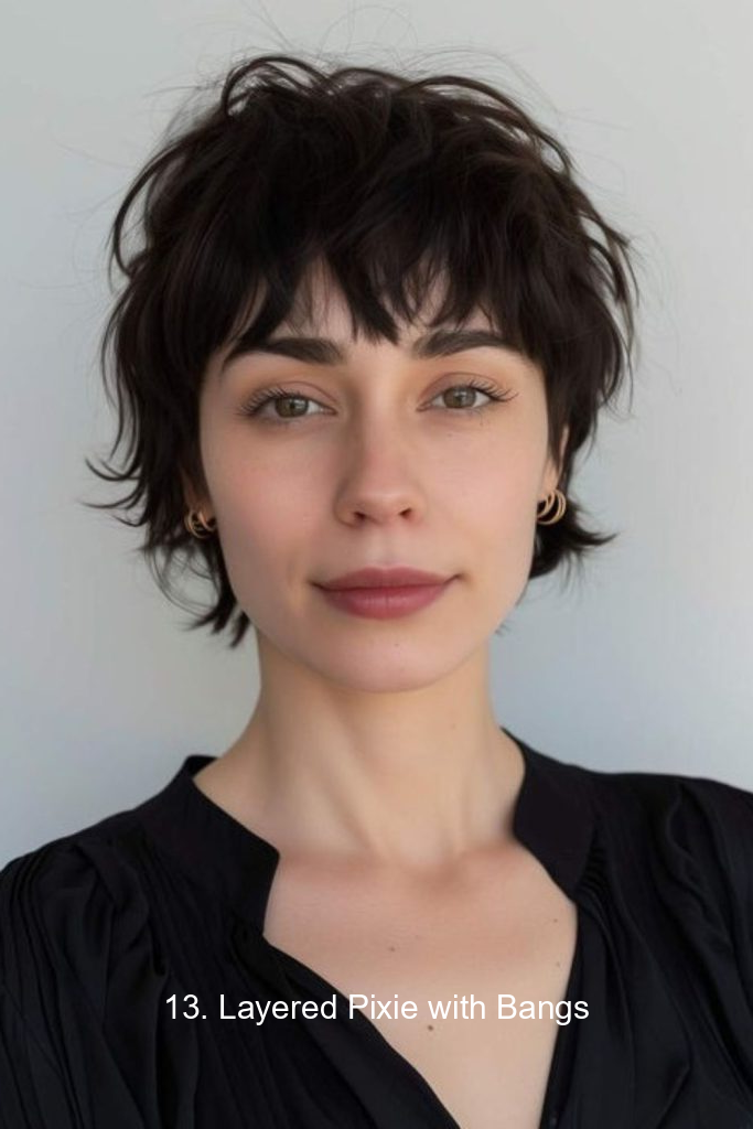 13. Layered Pixie with Bangs