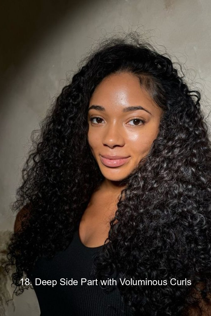 18. Deep Side Part with Voluminous Curls