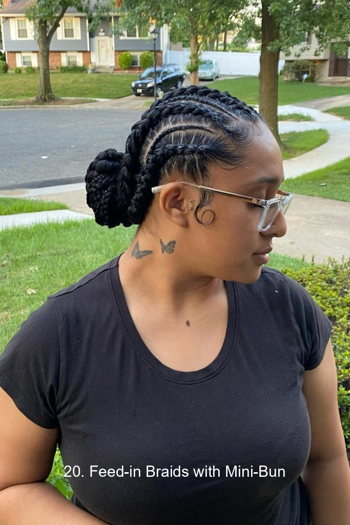 20. Feed-in Braids with Mini-Bun
