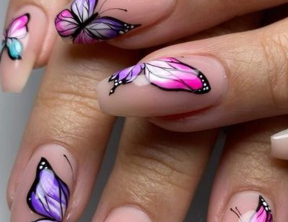 25. Butterfly Design Nails