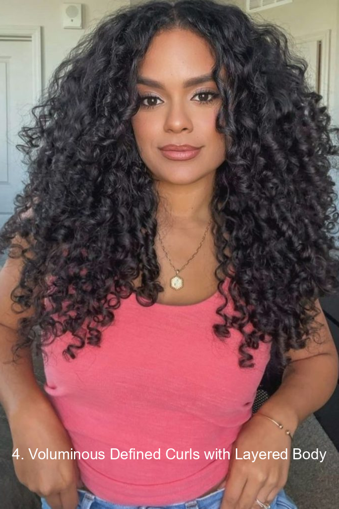 4. Voluminous Defined Curls with Layered Body