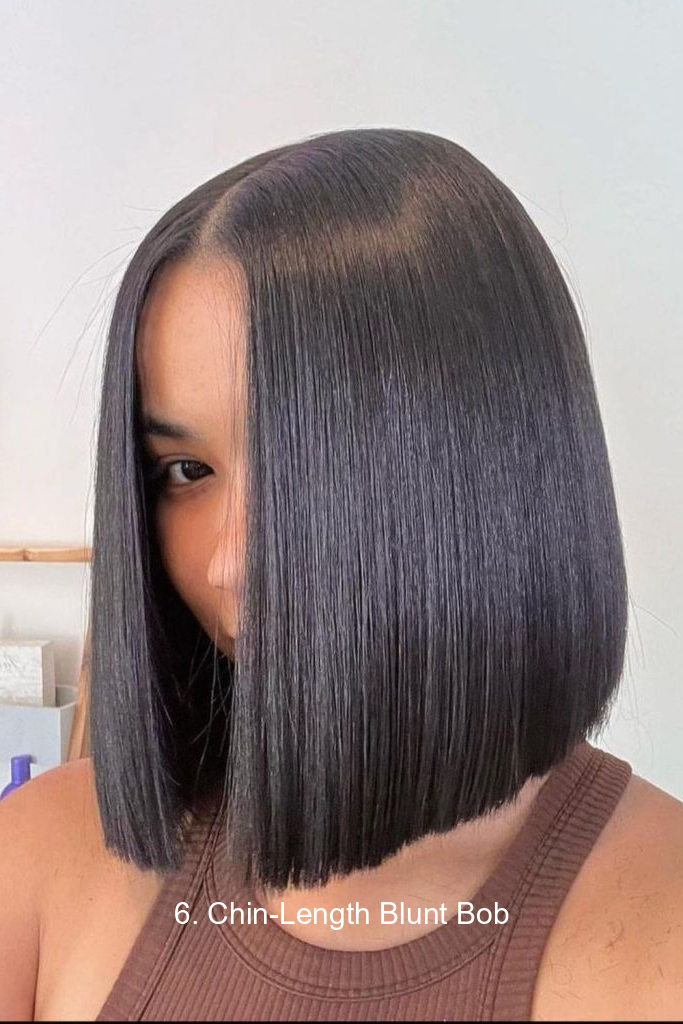 6. Chin-Length Blunt Bob