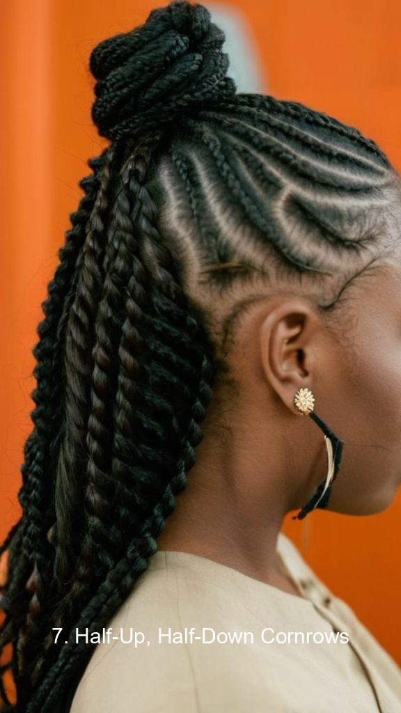 7. Half-Up, Half-Down Cornrows