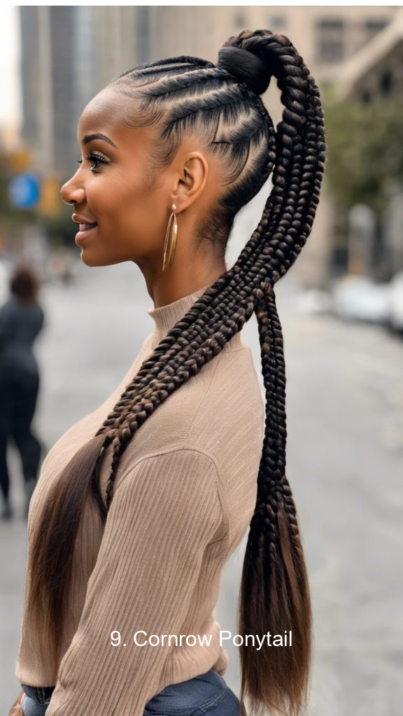9. Cornrow Ponytail