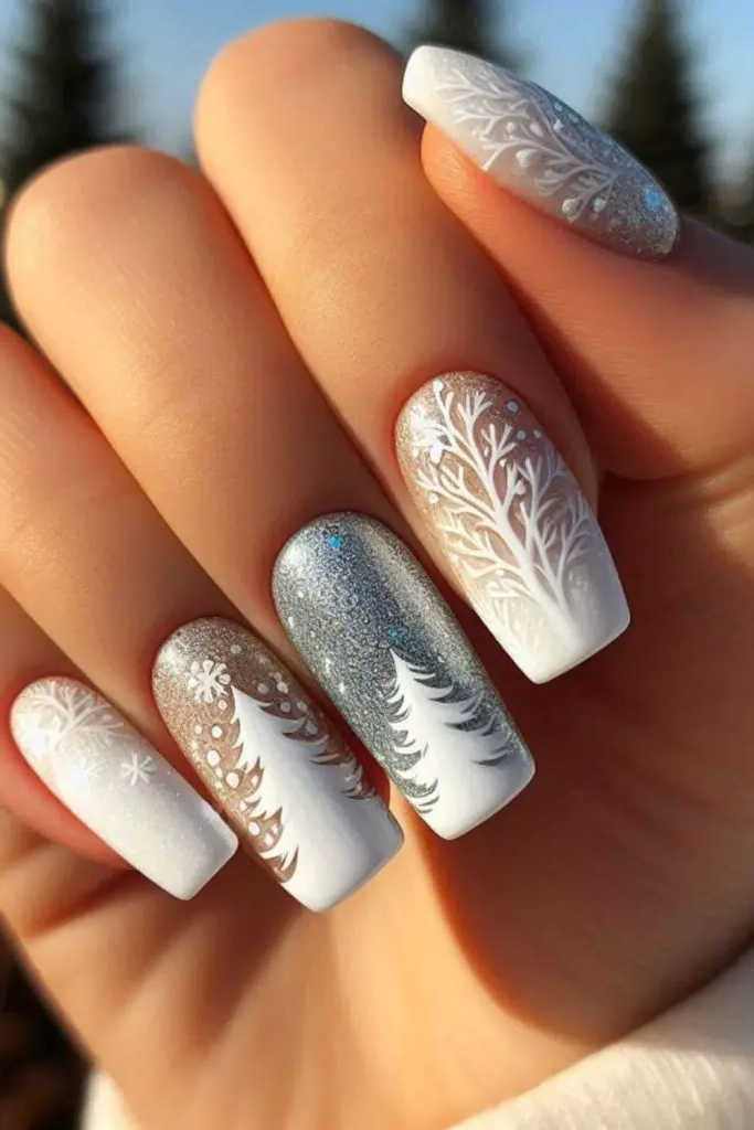 Winter Wonderland Matte French Tips