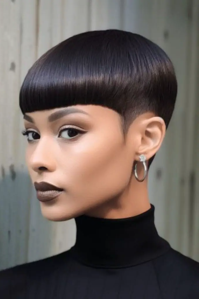 Bold and Glossy Mushroom Haircut