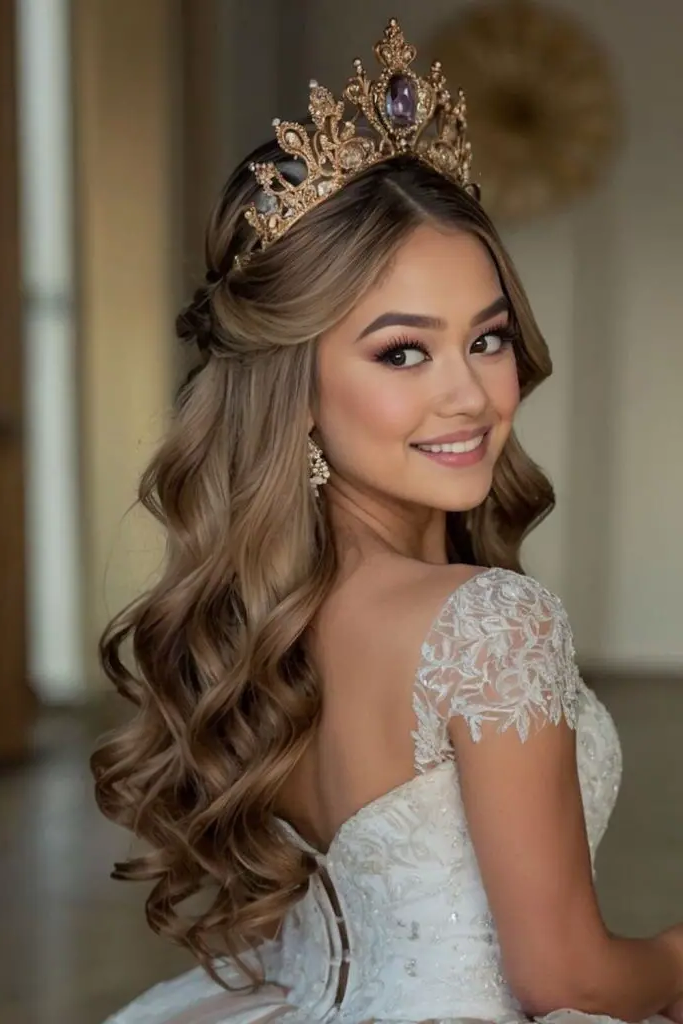 Cascading Curls with Crystal Accents