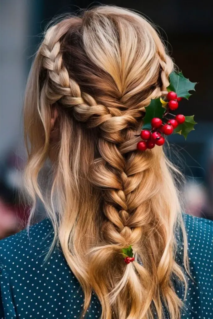 Festive Half-Up, Half-Down Twisted Crown