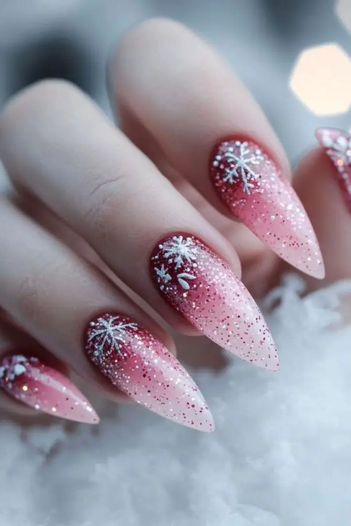 Frosted Pink Nails with Pearl Accents