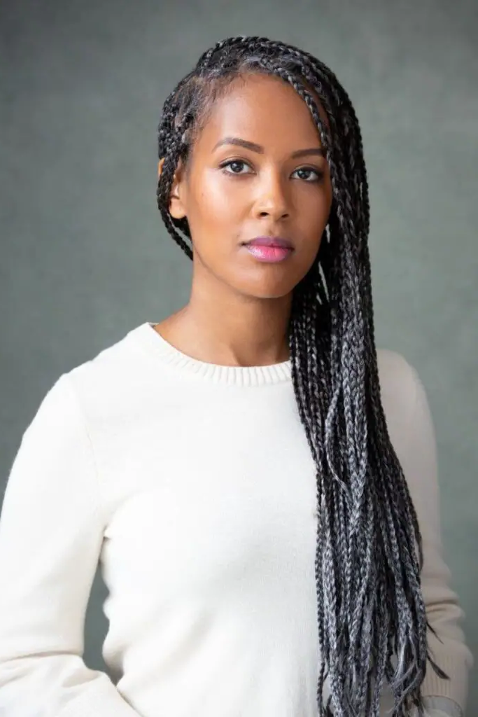 Shimmering Grey Box Braids