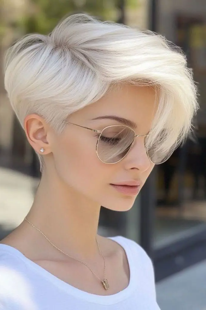 Sleek Tapered Pixie with Side Part
