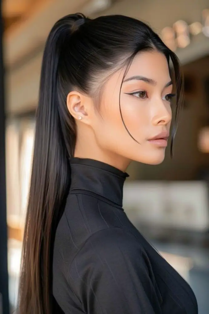 High Ponytail Adding Lift Above Collars