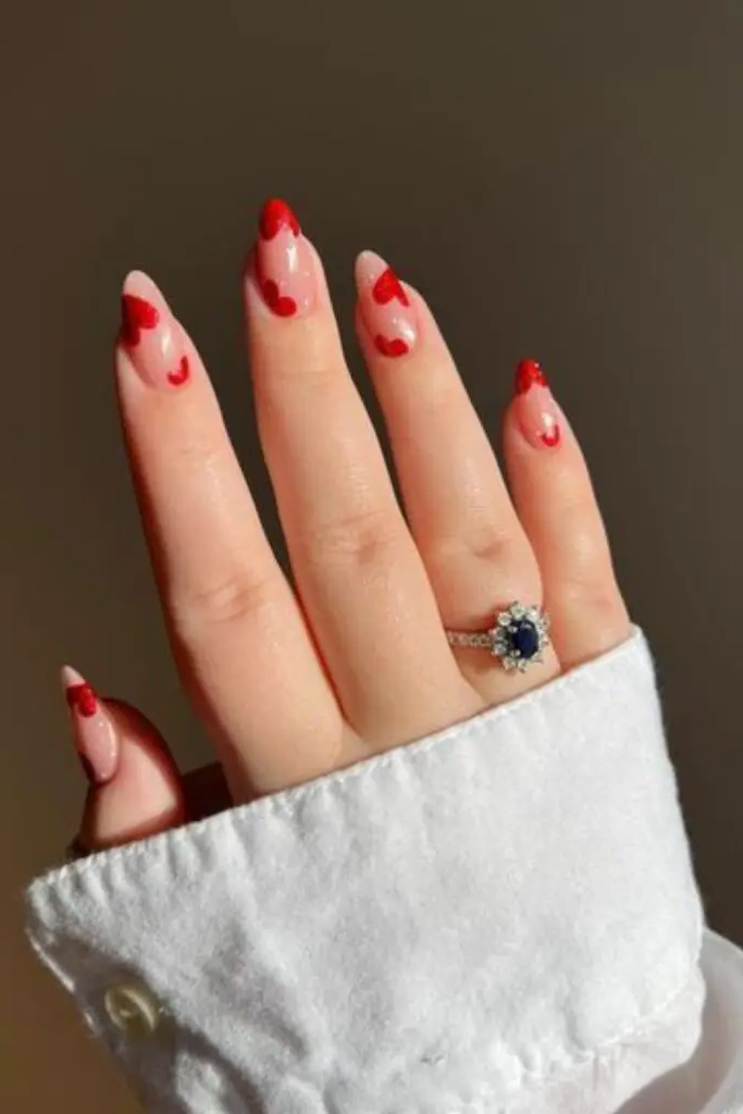 Heart-Tipped Romance Nail Design