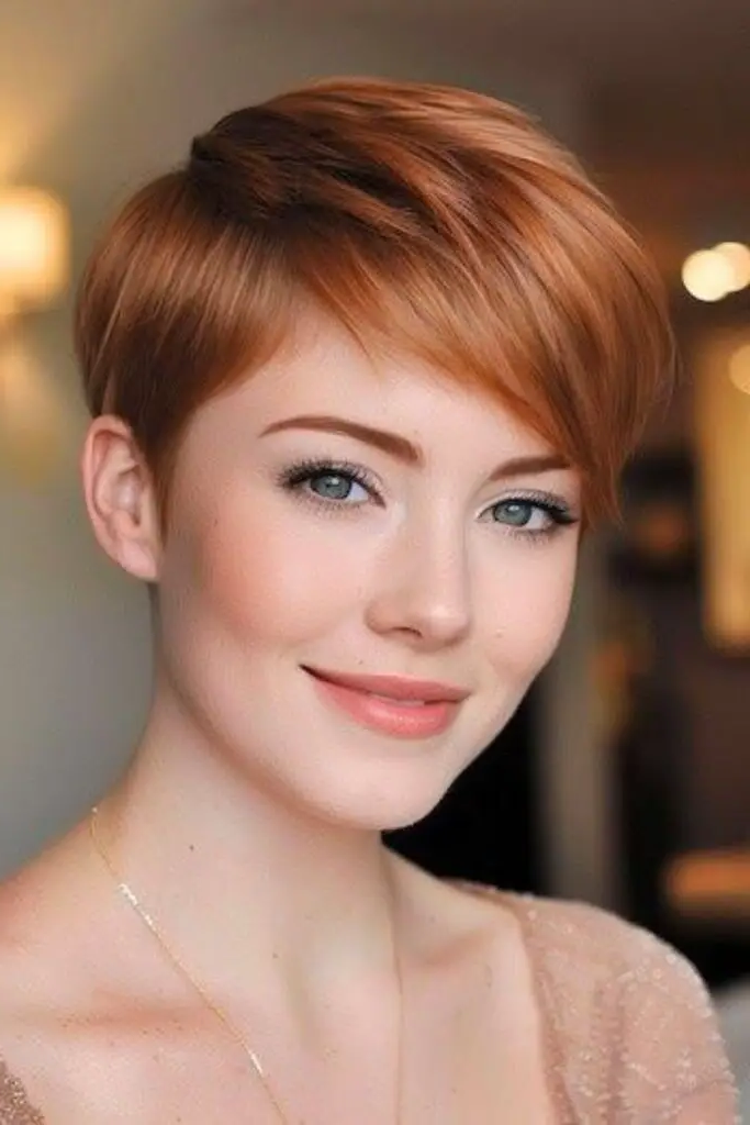 Windswept Copper Pixie with Blonde Edges