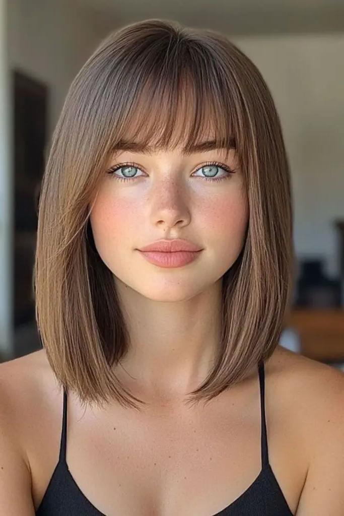 Angled Lob with Sleek Fringe