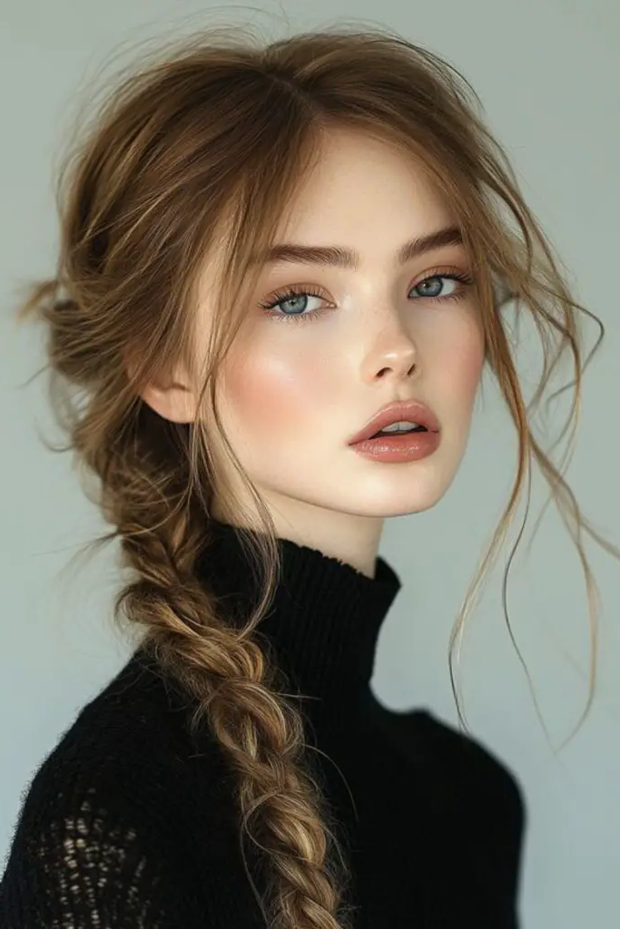 Waterfall Braid Draping Along Layers Hairstyle