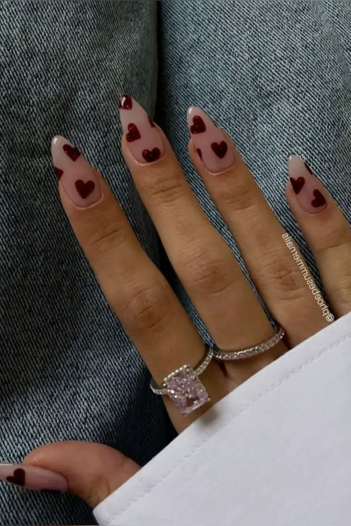 Minimalist Red Heart Nail Design