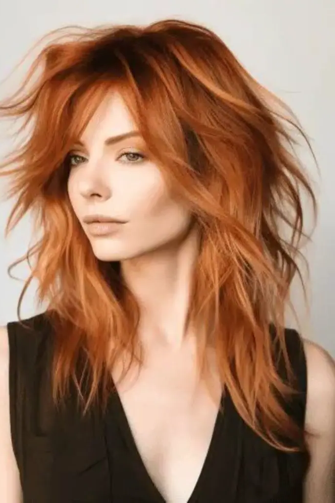 Copper Mullet with Golden Blonde Highlights