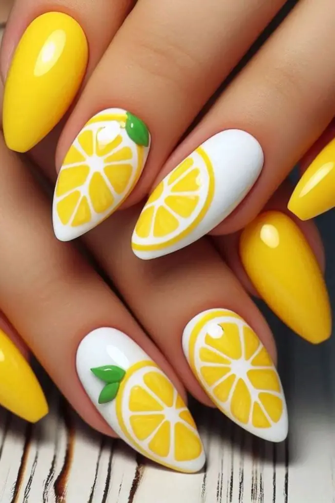 Lemon Zest Charm Nail Design
