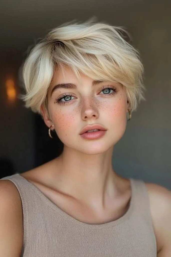 16. Piecey Pixie with Side-Swept Bangs