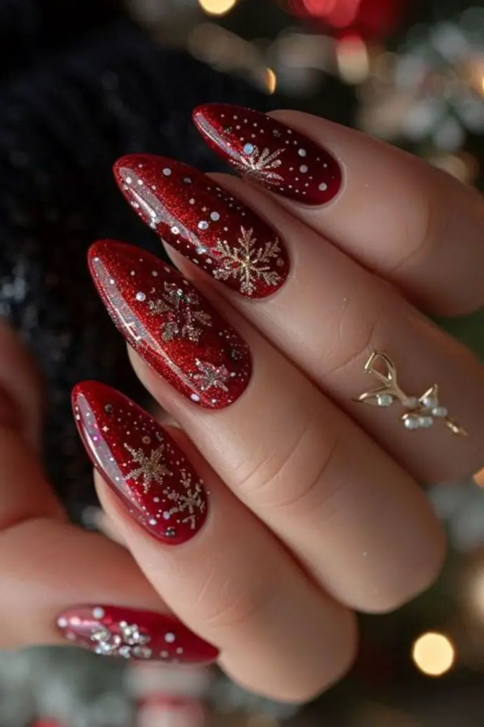 Sparkling Mistletoe Kisses Nail Art