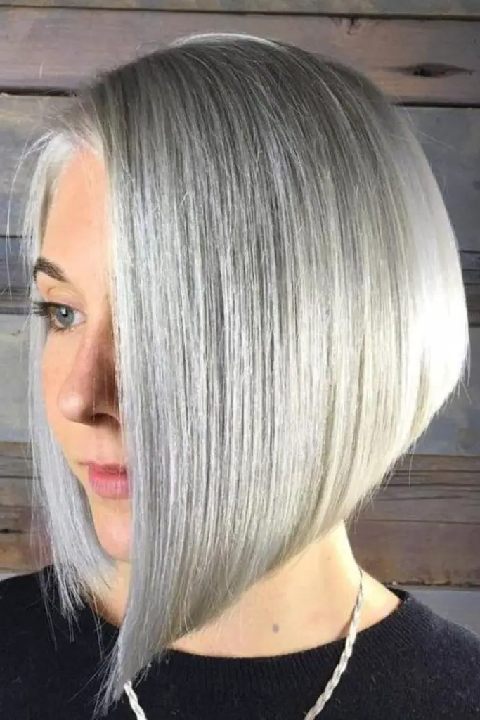 17. Silvery Angled Bob Hairstyle