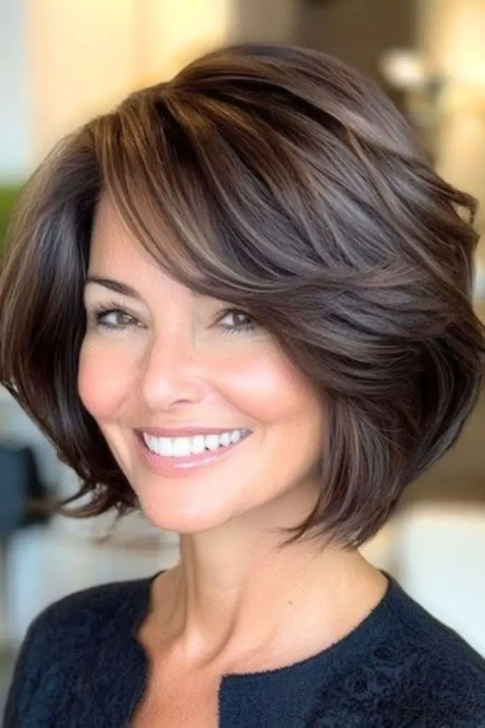 17. Tousled Feathered Bob: Effortlessly Chic