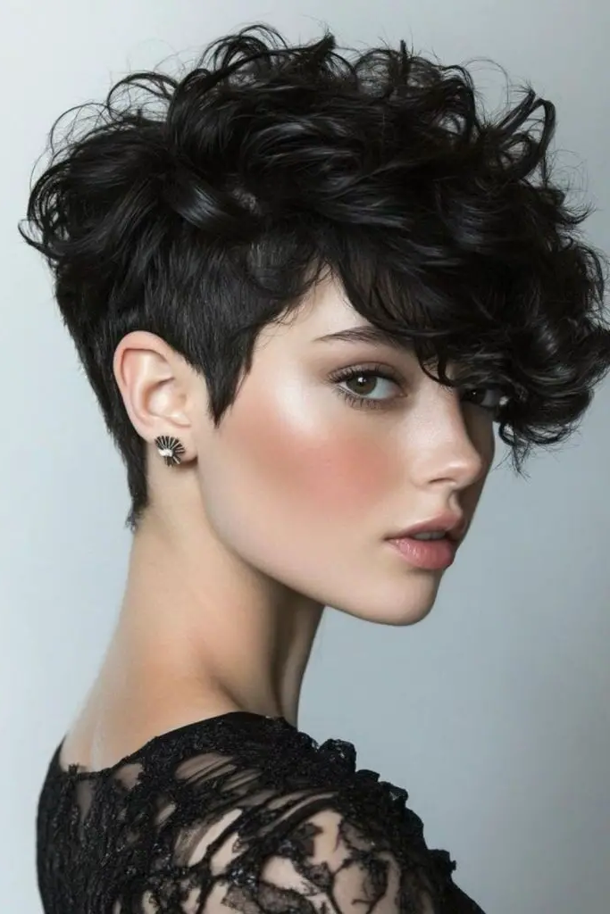Curly Asymmetrical Shag Haircut