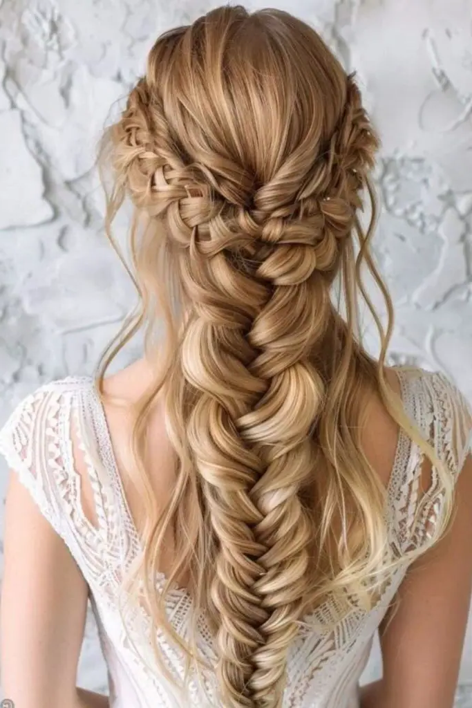 Fishtail Braid with Loose Curls