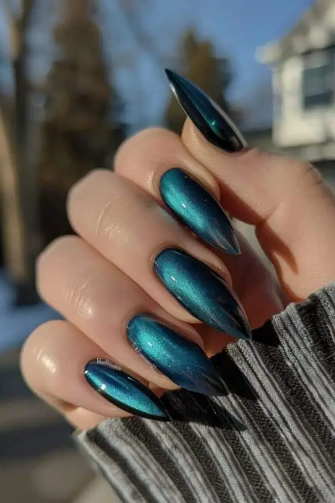 Galaxy Teal Fascination Nail Design