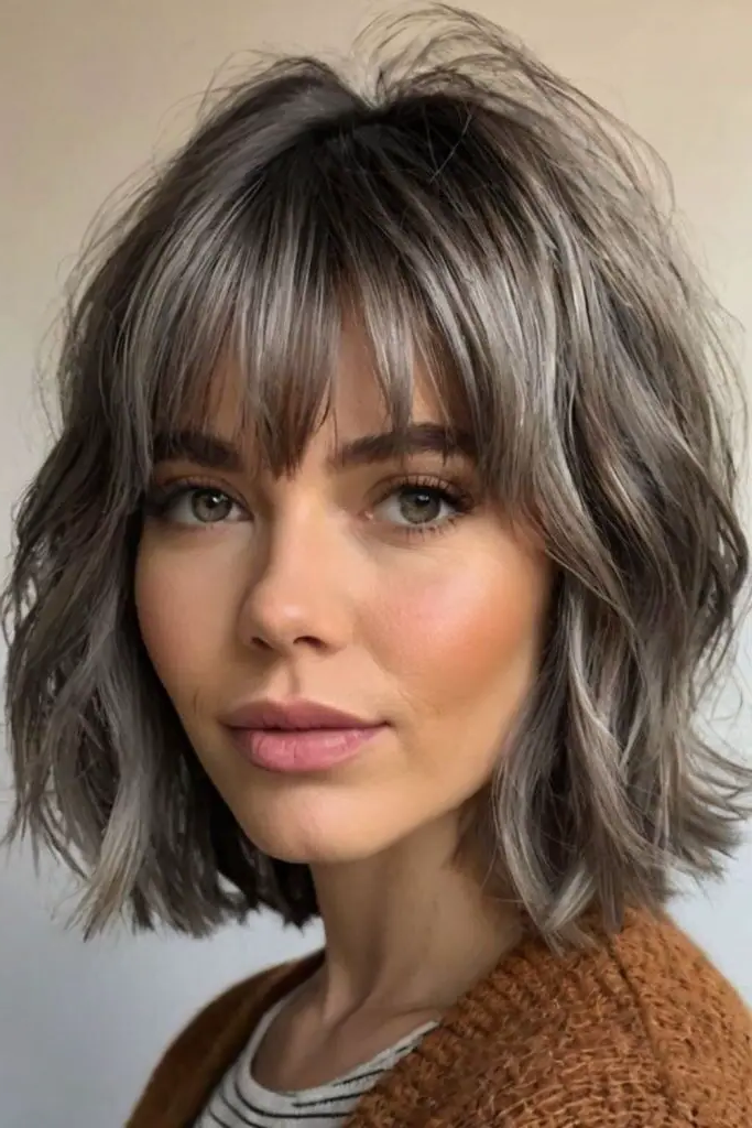 Grey Frost Bob with Bangs