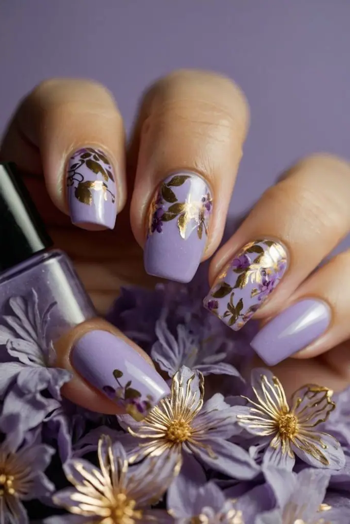 18. Soft Lavender with Gold Foil