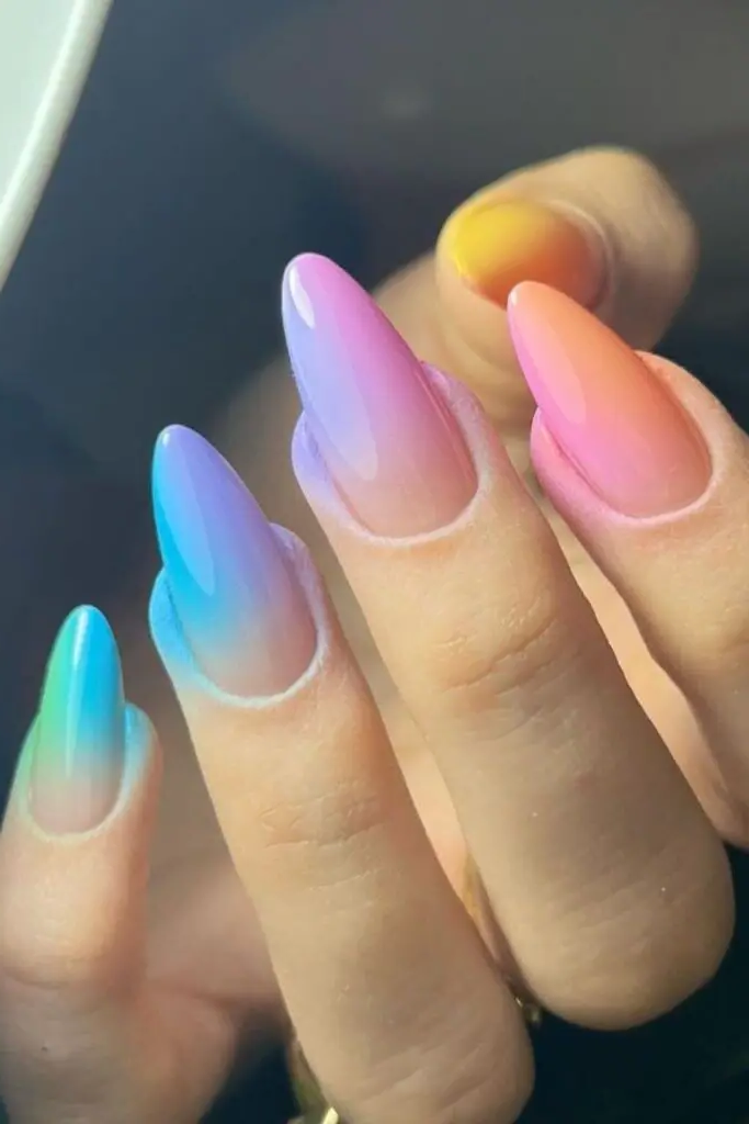 Pastel Rainbow Glow Nail Art