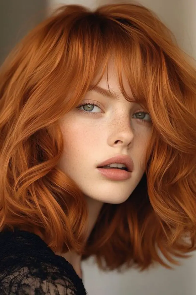 Retro Lob with Rounded Fringe Hairstyle