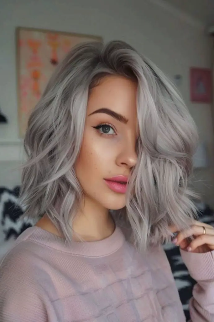 Ash Grey Tousled Bob
