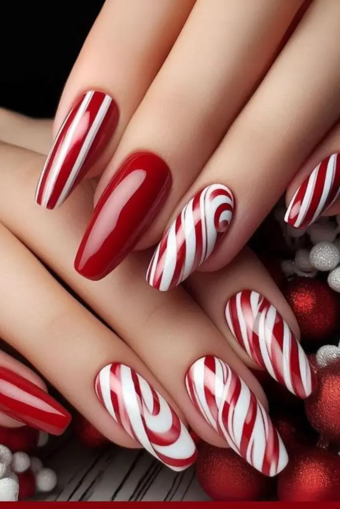 Candy Cane Dreams Nail Design