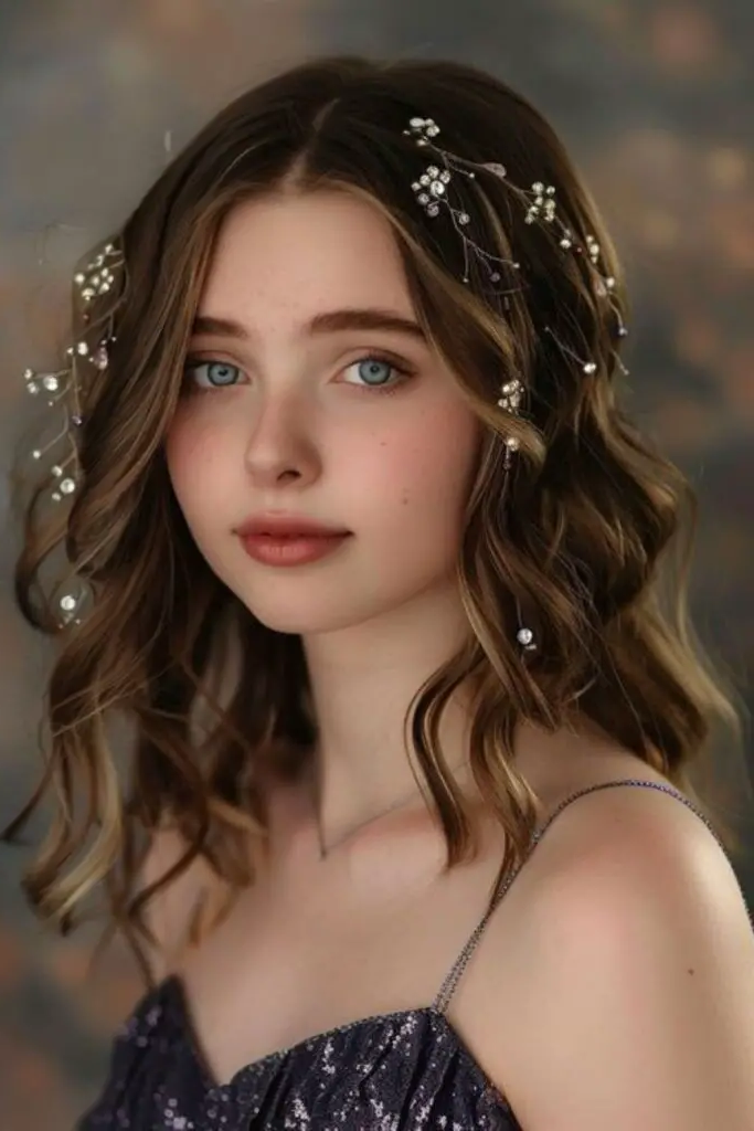 Classic Soft Curls with a Tiara