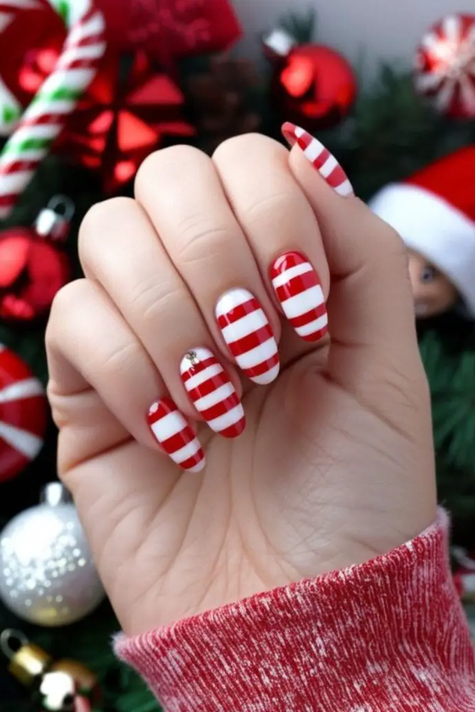 21.Soft Nude with Red Accent Stripes