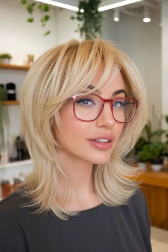 Feathered Layers with Curtain Bangs