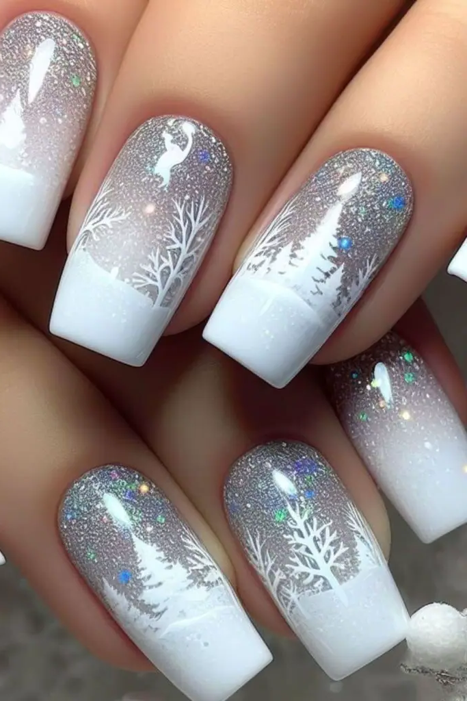 Frosted French Glam Nail Design