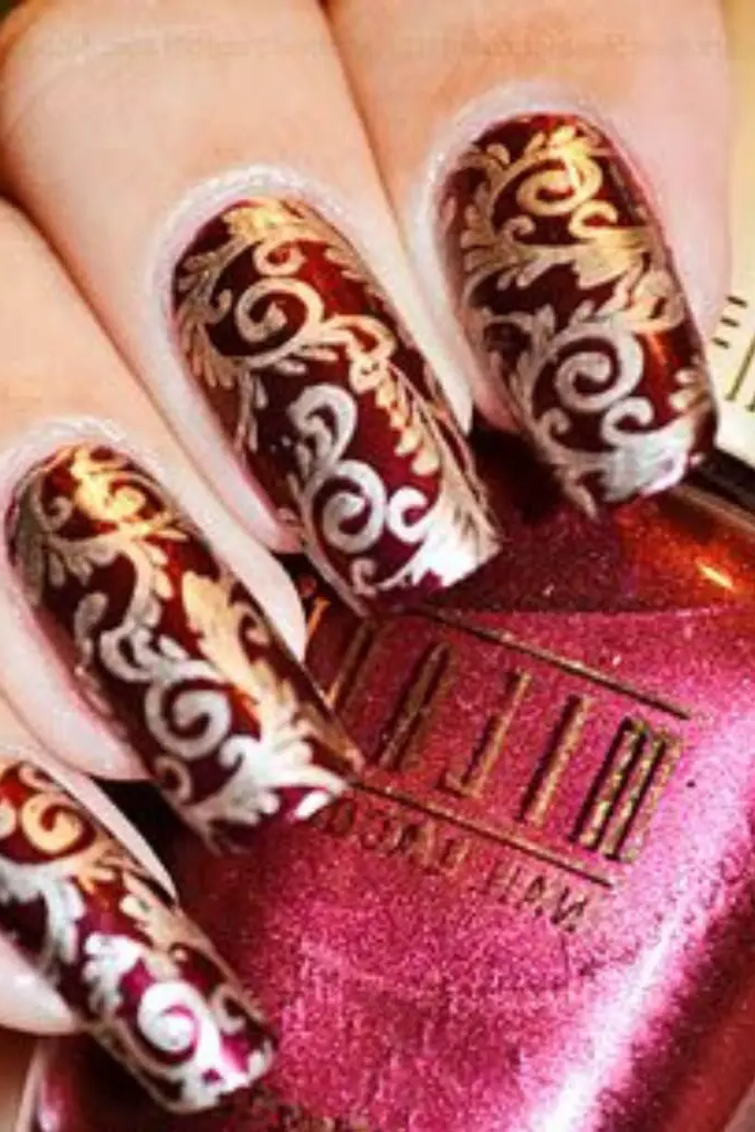 Lace Stamped Beauty Nail Design