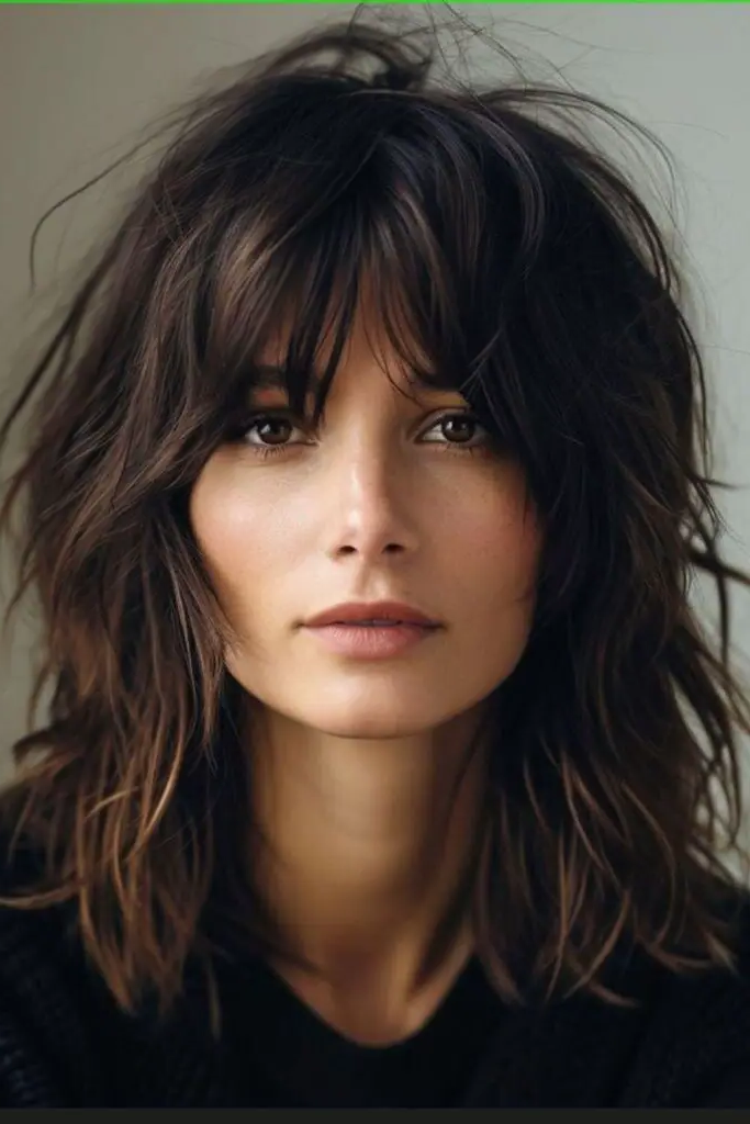 Choppy Lob with Messy Fringe Hairstyle
