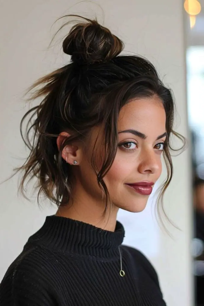 Messy Top Knot Hair Style