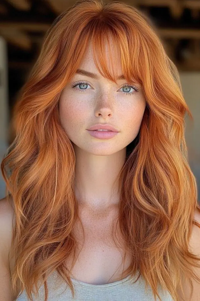 Textured Copper Shag with Blonde Highlights