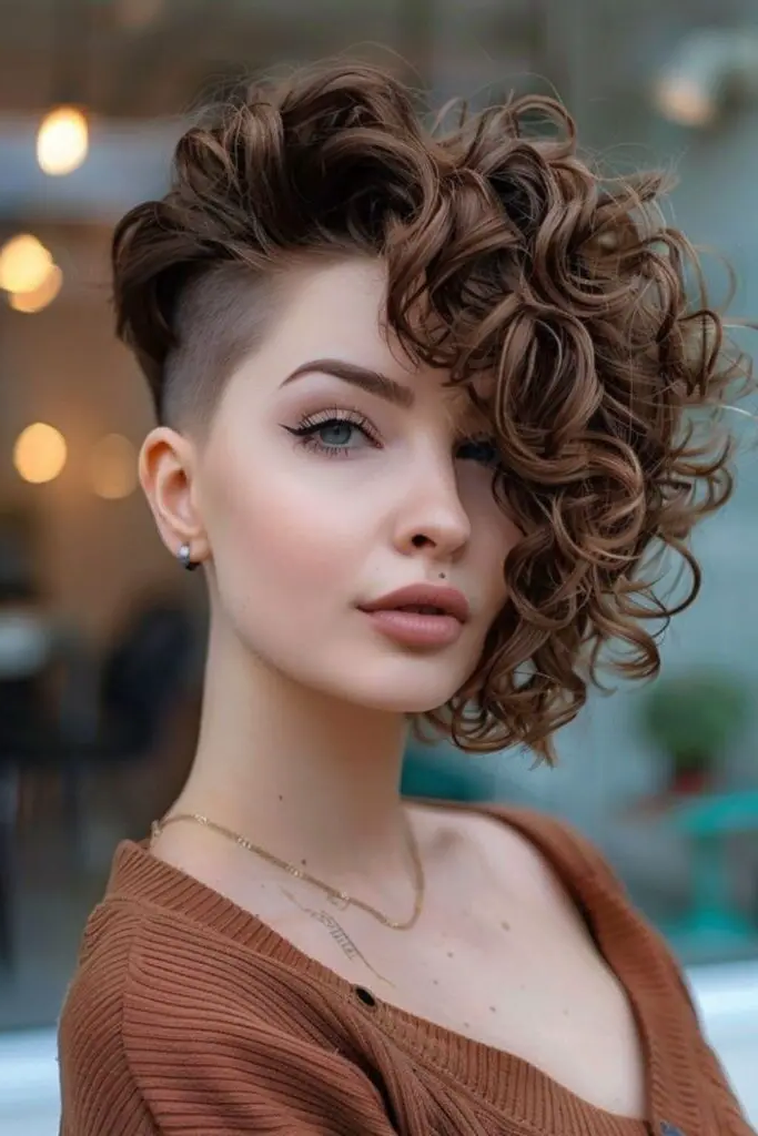 Asymmetrical Side-Swept Curls