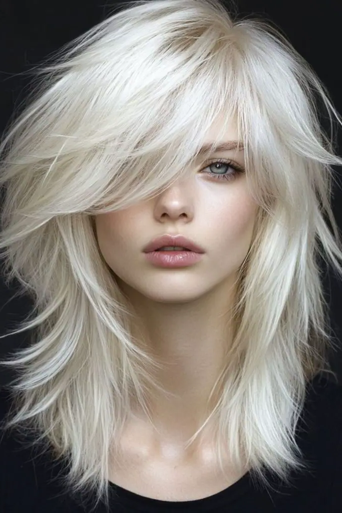 25. Ice-Flare Feathered Bangs