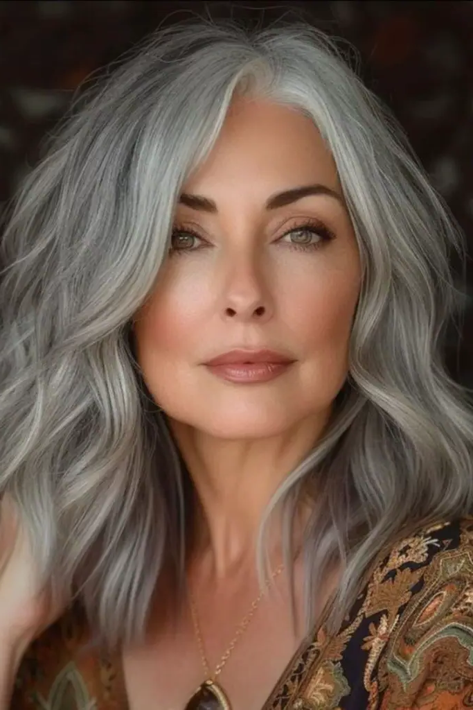 26. Hazy Silver Lob Hairstyle