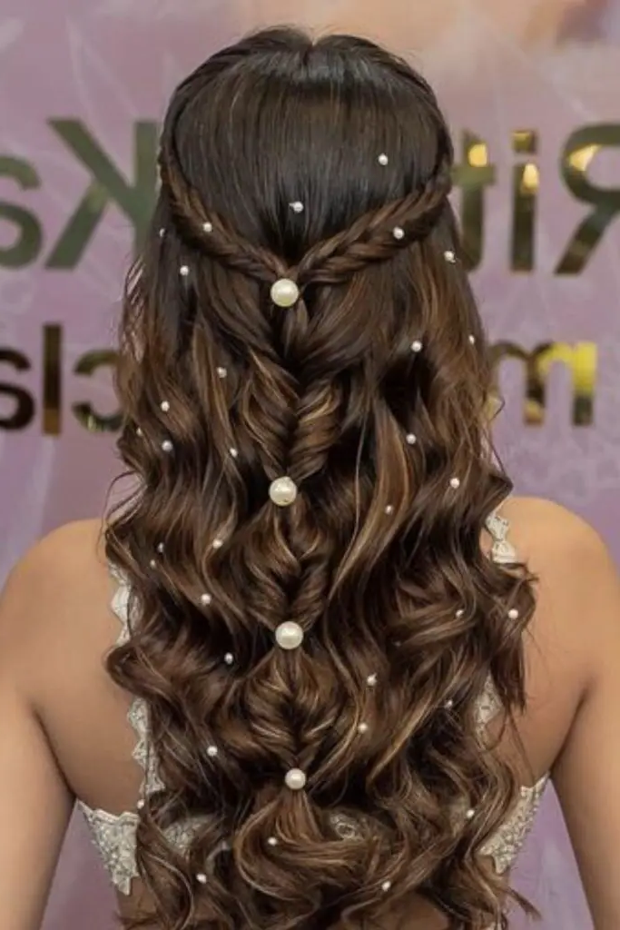 Soft, Glossy Waves with Sparkling Clips Hairstyle
